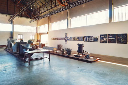 Chiang Mai Thailand - 30 JAN 2018: exhibition inside First Royal Factory at Fang The Museum - the project of King Bhumibol in Banyang Chiang Mai Thailandのeditorial素材
