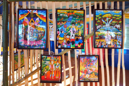 CHIANG MAI THAILAND - 31 January 2018: exhibition display art painting from grade 1 to 6 student at Ban Kob Dong School, Doi Ang Khang, Fang, Chiang Mai, Thailandのeditorial素材