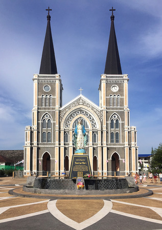 Chanthaburi Thailand - 8 April 2018: Cathedral of the Immaculate Conception the tourist travel attraction in Chanthaburi Provinceのeditorial素材