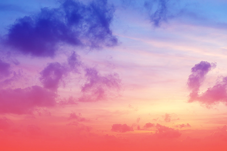 sweet pastel cloudy sky sunset or sunriseの写真素材