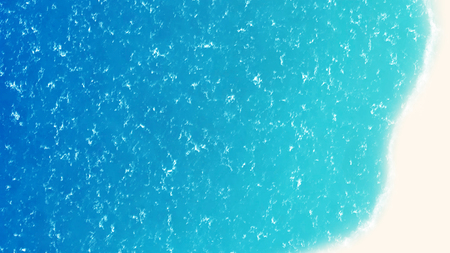 aerial bird eye view of sea ocean wave with white sand beachの写真素材
