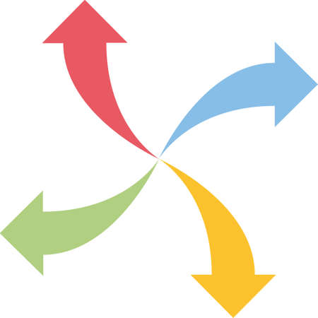 An arrow icon that expresses directing and drawing attention to a certain point in all kinds of visual designs.のイラスト素材