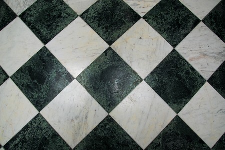 Green and white checkered marble floor pattern.grunge textureの写真素材