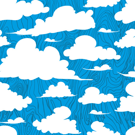 seamless pattern. Hand painted handmade clouds white clouds on a blue background.raster copy.の写真素材