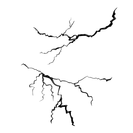 Crack black on white background. Vector isolated realistic.のイラスト素材
