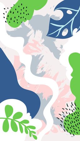 Creative childish background. Abstract fashion pattern. Scandinavian style design texture. Ornament illustration pattern. Abstract geometric shape. Vector design Scandinavian element tropical leavesのイラスト素材