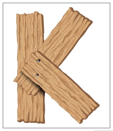 Vector wooden letter. Stylized font for logo, poster, invitation or clothing design. Isolated elements on a white background.のイラスト素材