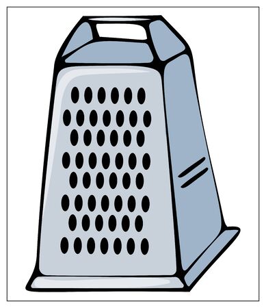 Vector kitchen grater. Hand drawn illustration with Kitchen Utensils isolated on a white background. Template for graphic design of packaging, backgrounds, banners or menu. Vector stock illustrationのイラスト素材