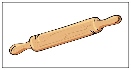 Vector rolling pin. Hand drawn illustration with Kitchen Utensils isolated on a white background. Template for graphic design of packaging, backgrounds, banners or menu. Vector stock illustrationのイラスト素材