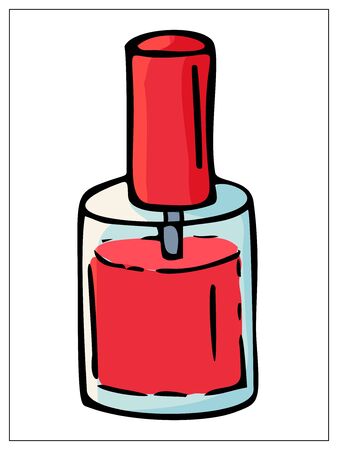 Vector red nail polish bottle flat icon isolated on white. Flat icon, vector sign, pictogram, logo illustration. Vector stock illustrationのイラスト素材