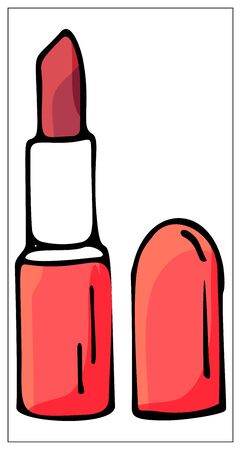 Red lipstick vector flat icon isolated on white. Flat icon, vector sign, pictogram, logo illustration. Vector stock illustrationのイラスト素材