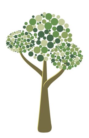 Vector abstract green tree from different bubbles. Game UI flat. Beautiful stylized illustration for  design, poster, build 2D games or postcards. Isolated stock illustration on white background.のイラスト素材