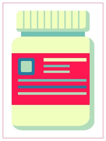 Vector flat illustration with a plastic jar for tablets.のイラスト素材