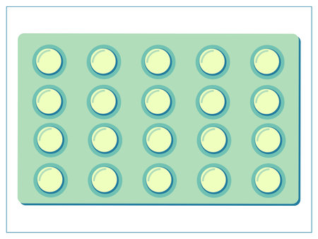 Vector flat illustration with a packing blister with capsules and tablets.