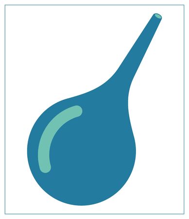 Vector flat illustration with a syringe ball, medicine silicone dropper. Stylized drawing for your web site design, logo, app, UI. Isolated stock illustration on white background.のイラスト素材