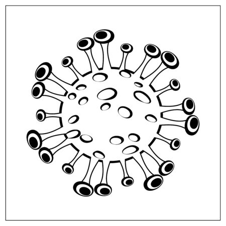 Vector illustration with outlines of bacteria, virus, cells, germs or epidemic bacillus. Stylized drawing for your web site design, logo, app, UI. Isolated stock illustration on white background.のイラスト素材