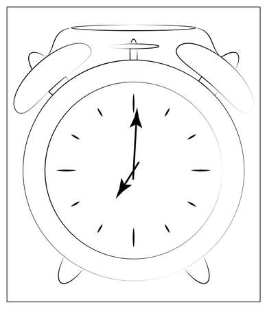 Vector Silhouette of classic clock Icon. Outline vector illustration of Alarm clockのイラスト素材