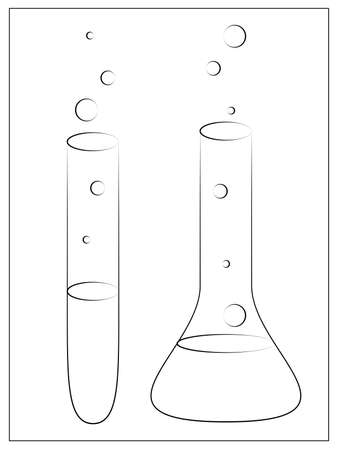 Vector Silhouette test tubes Icon. Outline vector illustration of laboratory apparatus with Liquidのイラスト素材