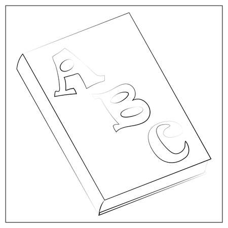 Vector Silhouette ABC-book Icon. Outline vector illustration of schoolのイラスト素材
