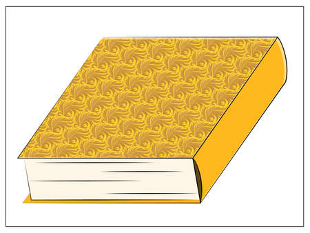 Vector Closed book icon. Vector Flat illustration of cartoon yellow book for web design, icon, app, UI. Isolated stock illustration on white.のイラスト素材