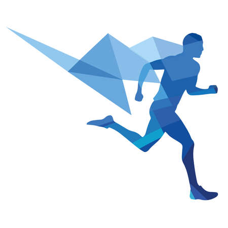 Stylized runner, geometric patternのイラスト素材