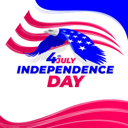 Independence day america eagle wings national flag colors. Greeting card. Square.のイラスト素材