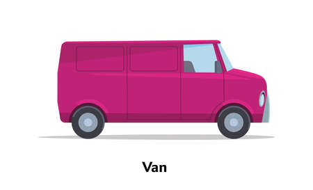 Van side view. Vector stock flat illustration. Raspberry cartoon, toy car. Simplified style for design and animation.のイラスト素材