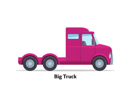 Big truck side view. Vector stock flat illustration. Raspberry cartoon, toy car. Simplified style for design and animationのイラスト素材