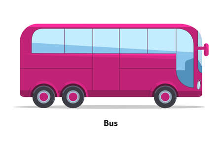 Bus side view. Vector stock flat illustration. Raspberry cartoon, toy car. Simplified style for design and animation.のイラスト素材