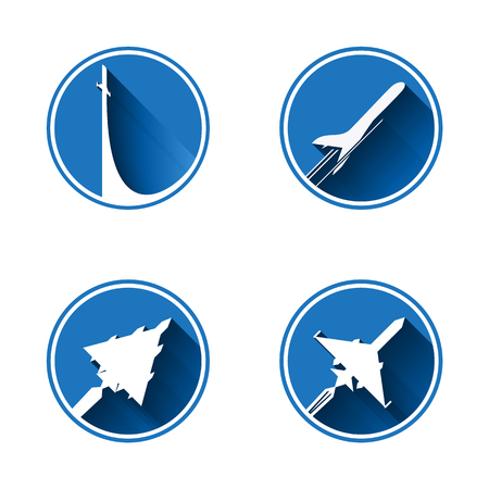 Flat Aviation Icon Set . Vector images are isolated on a white background.のイラスト素材