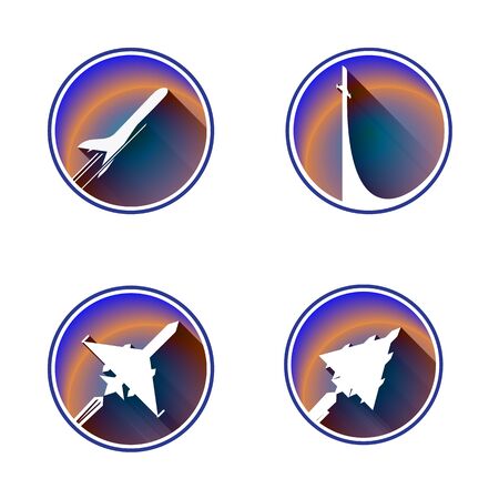 Flat Aviation Icon Set . Images are isolated on a white background.のイラスト素材