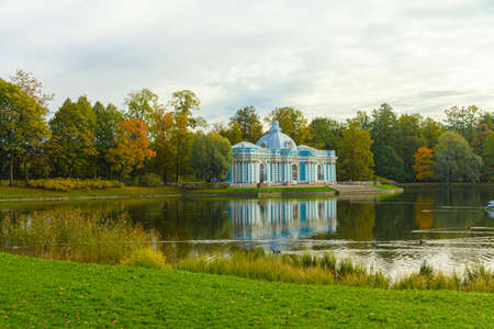 Autumn Park in Pushkin. Saint-Petersburg. Morning.の写真素材