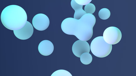 Liquid bubbles. Color abstraction. 3D rendering.