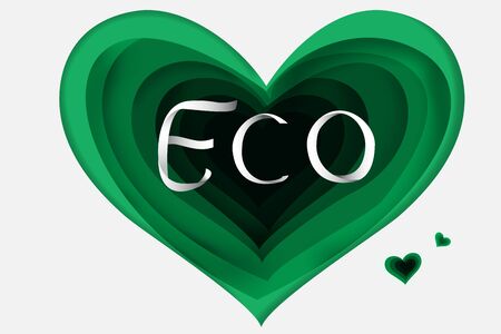 paper art of Eco green heart,vector,gradientのイラスト素材