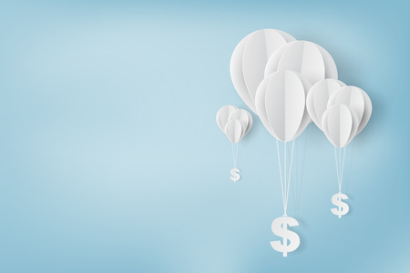 Paper art of , balloon with dollar sign on,business and management concept and idea,vectorのイラスト素材