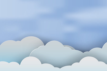 Paper art of cloudscape beautiful with blue sky background. Vector illustration.のイラスト素材