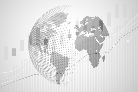 Global world map of Digital currency with Candle stick graph chart of stock market investment trading, point,vector illustrationのイラスト素材