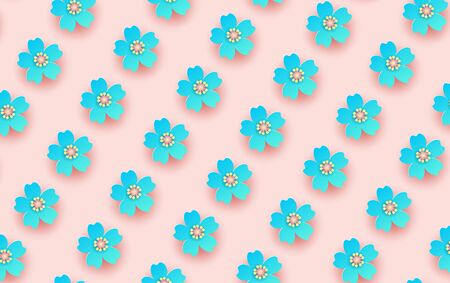 illustration of flower pattern background. Creative design paper cut and craft for card,banner, poster, promotion, web.Tropical floral with pastel minimal color sweet. decorative.vector.texture.EPS10のイラスト素材