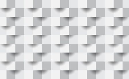 3D Abstract white geometric shape from gray cubes.Brick wall squares texture.Panoramic Solid Surface background.Creative design Seamless minimal modern pattern wallpaper Vector.Illustrationのイラスト素材