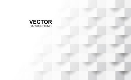 3D Abstract white geometric shape from gray cubes.Brick wall squares texture.Panoramic Solid Surface background.Creative design Seamless minimal modern pattern wallpaper and banner Vector.Illustrationのイラスト素材