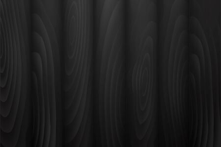 illustration of Black wood texture background.Realistic plank with years circles. Empty old natural pattern swatch template.Backdrop size rectangular frame space for your text. Vector design elementsのイラスト素材