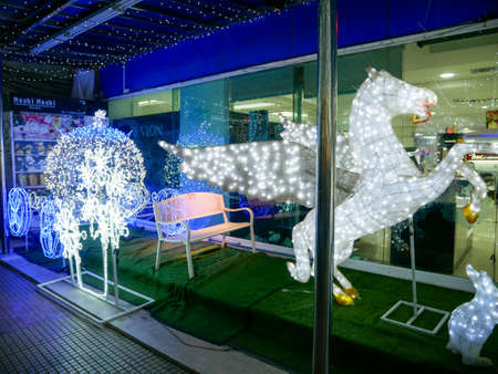 Lampang, Thailand - DECEMBER 14, 2019:Festival winter season or Christmas light decoration at Nakhon Lampang, Thailand.Holiday season week.Editorialのeditorial素材