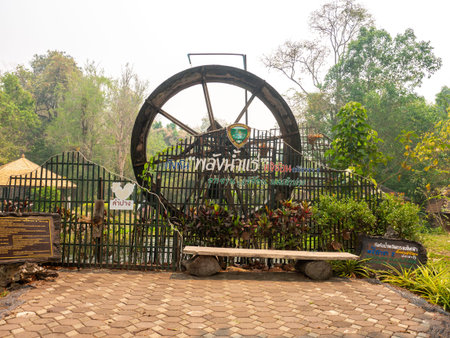 LAMPANG, THAILAND %u2013 FEBRUARY 23, 2020: Landmark famous garden at Chae Son National Park,Pond...