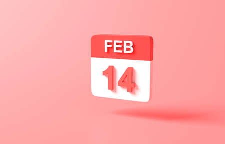 3d rendering minimal Calendar icon symbol. minimal cartoon cute style design. Happy valentine day concept. on pastel pink or red background, illustration. education simple. February 14 valentine dayの写真素材