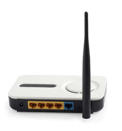 Wireless router isolated on white background with clipping pathの写真素材