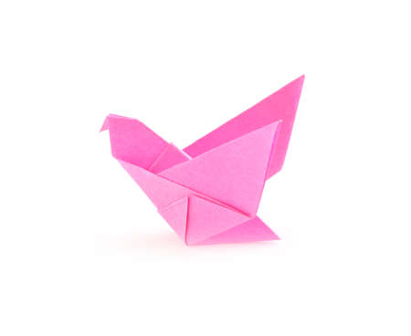 pink origami paper craneの写真素材