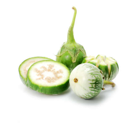 Thai Green Eggplant on white backgroundの写真素材