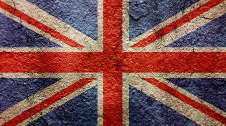 United Kingdom UK flag on the grunge concrete wallの写真素材