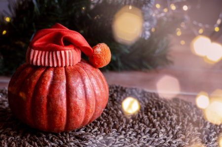 New Years card on the background of fir branches with de focal lights of garlandsの写真素材