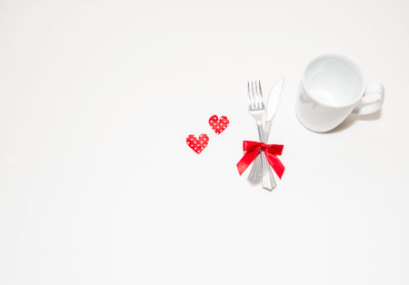 valentine theme with red bow and hearts
